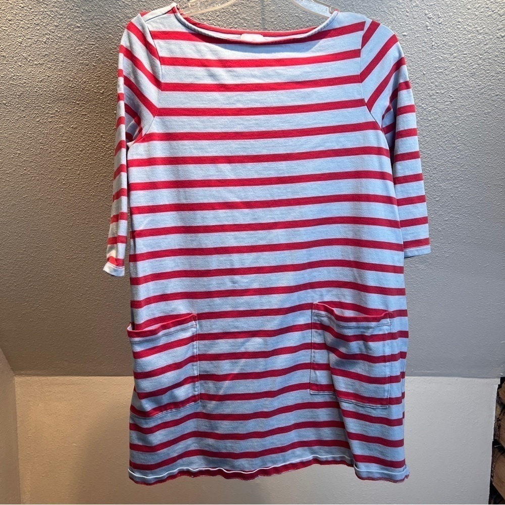 THE NINES BY HATCH Gray & Orange Stripe Maternity/Pregnancy Tunic. Size Small.